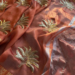 Tissue Handloom Silk Banarasi Saree with Sequins & Zari Detailing