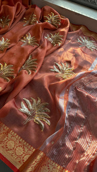 Tissue Handloom Silk Banarasi Saree with Sequins & Zari Detailing