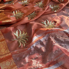 Tissue Handloom Silk Banarasi Saree with Sequins & Zari Detailing