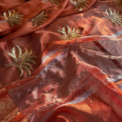 Tissue Handloom Silk Banarasi Saree with Sequins & Zari Detailing
