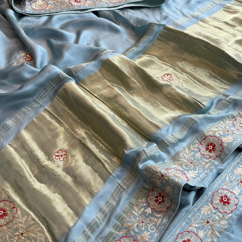 Pure Gajji Silk Banarasi Saree with Zardozi & Gotapatti Work