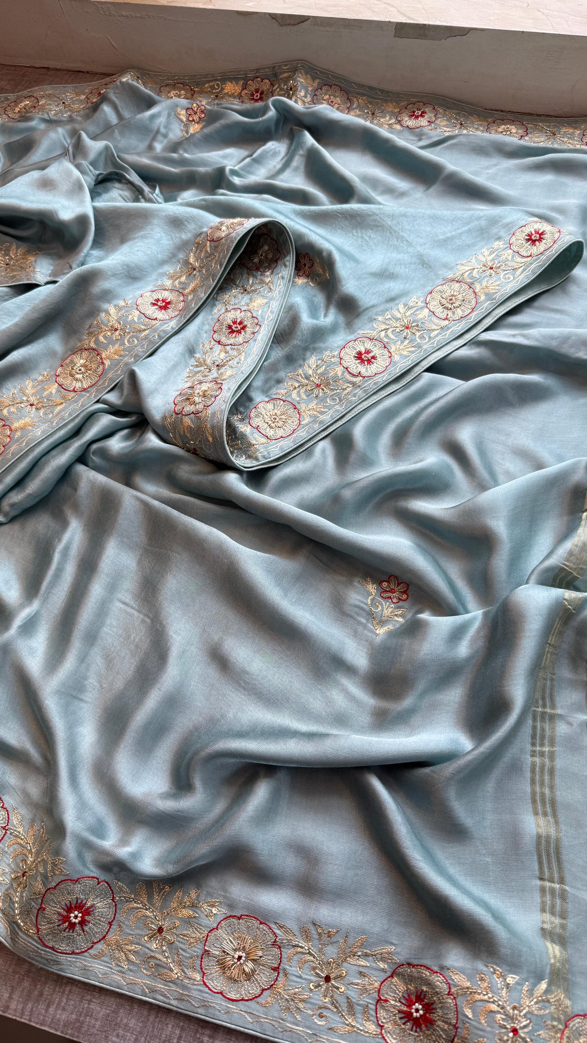 Pure Gajji Silk Banarasi Saree with Zardozi & Gotapatti Work