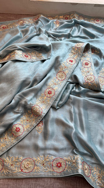 Pure Gajji Silk Banarasi Saree with Zardozi & Gotapatti Work
