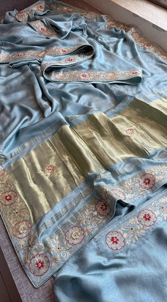 Pure Gajji Silk Banarasi Saree with Zardozi & Gotapatti Work
