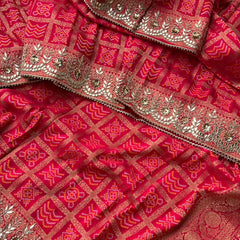 Pure Silk Ghatchola Wedding Saree with Handwork Zardozi & Sequins