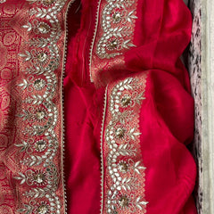 Pure Silk Ghatchola Wedding Saree with Handwork Zardozi & Sequins
