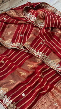 Pure Cosmos Silk Banarasi Wedding Saree with Zardozi & Gotta Patti Work
