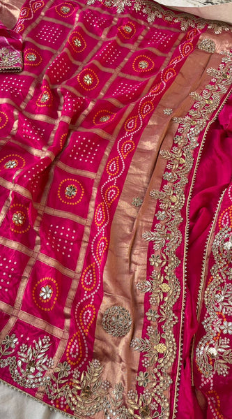 Pure Silk Wedding Saree with Handwork Gotta Patti, Zardozi & Sequins
