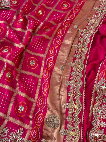 Pure Silk Wedding Saree with Handwork Gotta Patti, Zardozi & Sequins