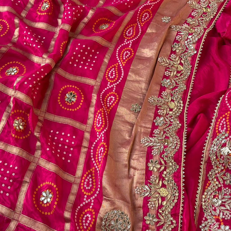 Pure Silk Wedding Saree with Handwork Gotta Patti, Zardozi & Sequins