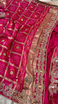 Pure Silk Wedding Saree with Handwork Gotta Patti, Zardozi & Sequins
