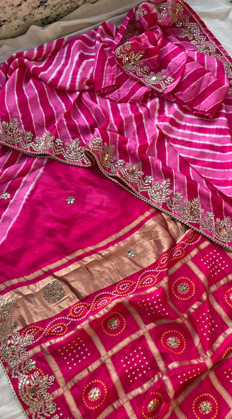 Pure Silk Wedding Saree with Handwork Gotta Patti, Zardozi & Sequins