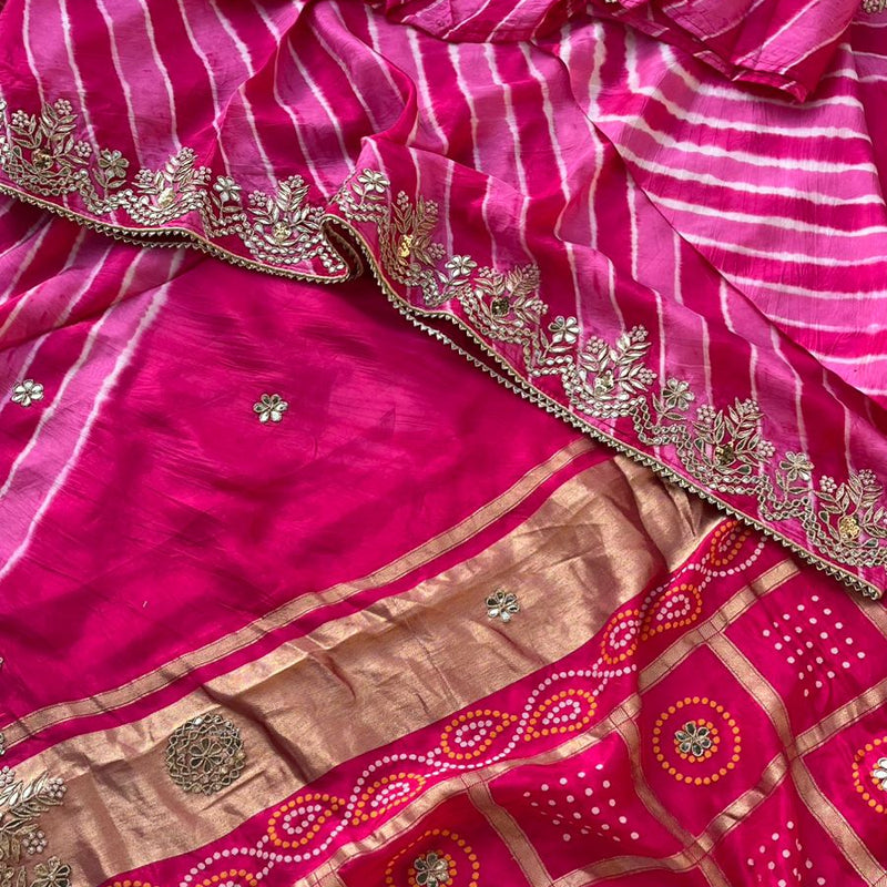 Pure Silk Wedding Saree with Handwork Gotta Patti, Zardozi & Sequins