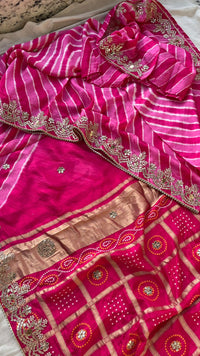 Pure Silk Wedding Saree with Handwork Gotta Patti, Zardozi & Sequins