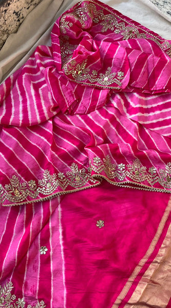 Pure Silk Wedding Saree with Handwork Gotta Patti, Zardozi & Sequins