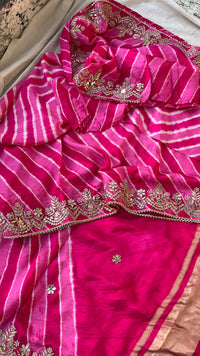 Pure Silk Wedding Saree with Handwork Gotta Patti, Zardozi & Sequins