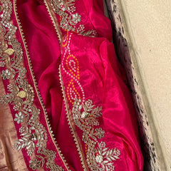 Pure Silk Wedding Saree with Handwork Gotta Patti, Zardozi & Sequins