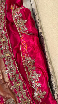 Pure Silk Wedding Saree with Handwork Gotta Patti, Zardozi & Sequins