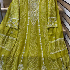 Pure Mul Chanderi Anarkali Kurta Dupatta Set with Mukaish Work