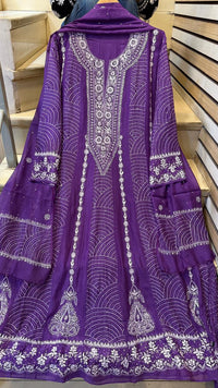Pure Mul Chanderi Anarkali Kurta Dupatta Set with Mukaish Work