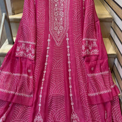 Pure Mul Chanderi Anarkali Kurta Dupatta Set with Mukaish Work