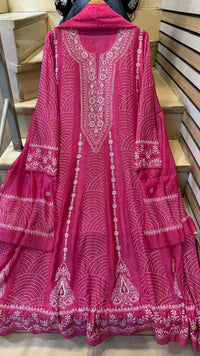 Pure Mul Chanderi Anarkali Kurta Dupatta Set with Mukaish Work