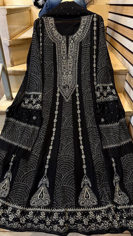 Pure Mul Chanderi Anarkali Kurta Dupatta Set with Mukaish Work