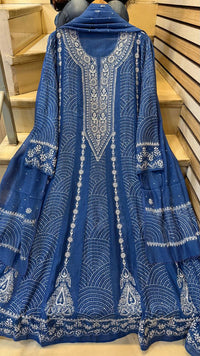 Pure Mul Chanderi Anarkali Kurta Dupatta Set with Mukaish Work