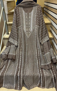 Pure Mul Chanderi Anarkali Kurta Dupatta Set with Sequins, Katdana & Kasab Work (Dyeable)