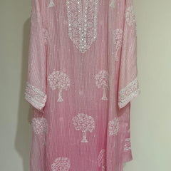 Pure Mul Chanderi Kurta Dupatta Set with Sequins & Katdana Work