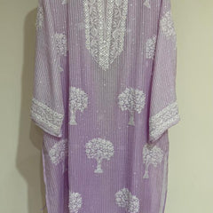 Pure Mul Chanderi Kurta Dupatta Set with Sequins & Katdana Work