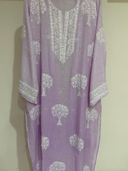Pure Mul Chanderi Kurta Dupatta Set with Sequins & Katdana Work