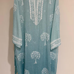 Pure Mul Chanderi Kurta Dupatta Set with Sequins & Katdana Work