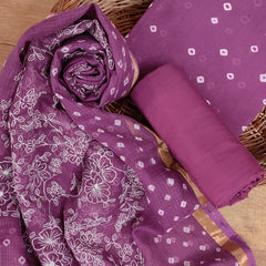 Banarasi Silk Kota Bandhani Chikankari Dupatta with Chanderi Bandhani