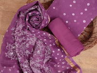 Banarasi Silk Kota Bandhani Chikankari Dupatta with Chanderi Bandhani