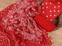 Banarasi Silk Kota Bandhani Chikankari Dupatta with Chanderi Bandhani