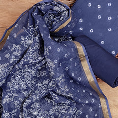 Banarasi Silk Kota Bandhani Chikankari Dupatta with Chanderi Bandhani