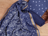 Banarasi Silk Kota Bandhani Chikankari Dupatta with Chanderi Bandhani