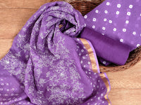 Banarasi Silk Kota Bandhani Chikankari Dupatta with Chanderi Bandhani