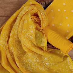 Banarasi Silk Kota Bandhani Chikankari Dupatta with Chanderi Bandhani