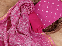 Banarasi Silk Kota Bandhani Chikankari Dupatta with Chanderi Bandhani