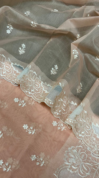 Banarasi Chanderi Appliqué Embroidery Cotton Suit with Dupatta & Bottom