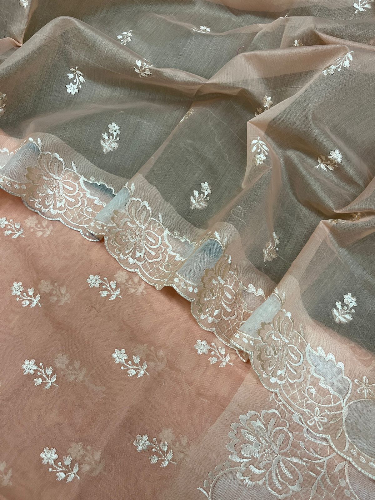 Banarasi Chanderi Appliqué Embroidery Cotton Suit with Dupatta & Bottom