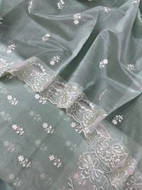 Banarasi Chanderi Appliqué Embroidery Cotton Suit with Dupatta & Bottom