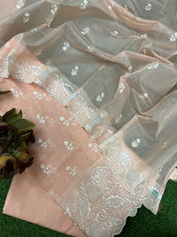 Banarasi Chanderi Appliqué Embroidery Cotton Suit with Dupatta & Bottom