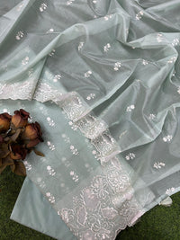 Banarasi Chanderi Appliqué Embroidery Cotton Suit with Dupatta & Bottom