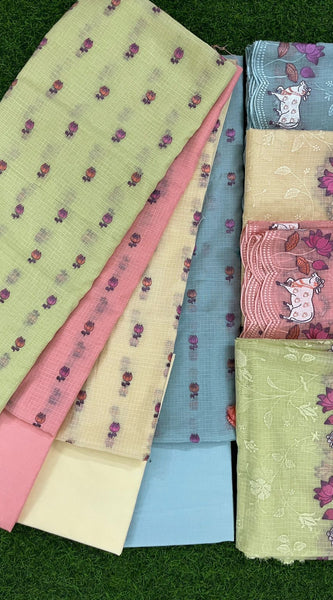 Banarasi Kota Pichwai Embroidery Suit with Dupatta & Cotton Bottom