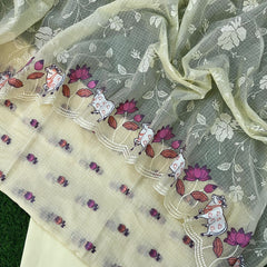 Banarasi Kota Pichwai Embroidery Suit with Dupatta & Cotton Bottom