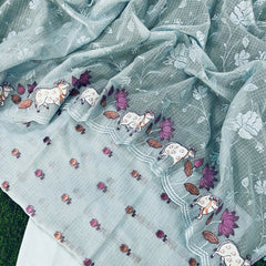 Banarasi Kota Pichwai Embroidery Suit with Dupatta & Cotton Bottom