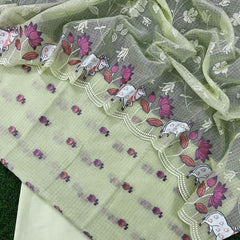 Banarasi Kota Pichwai Embroidery Suit with Dupatta & Cotton Bottom